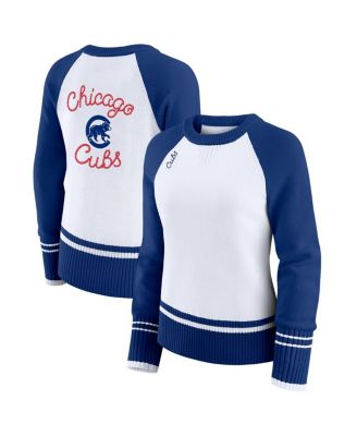WEAR by Erin Andrews - Women's White Chicago Cubs Colorblock Raglan Sweater