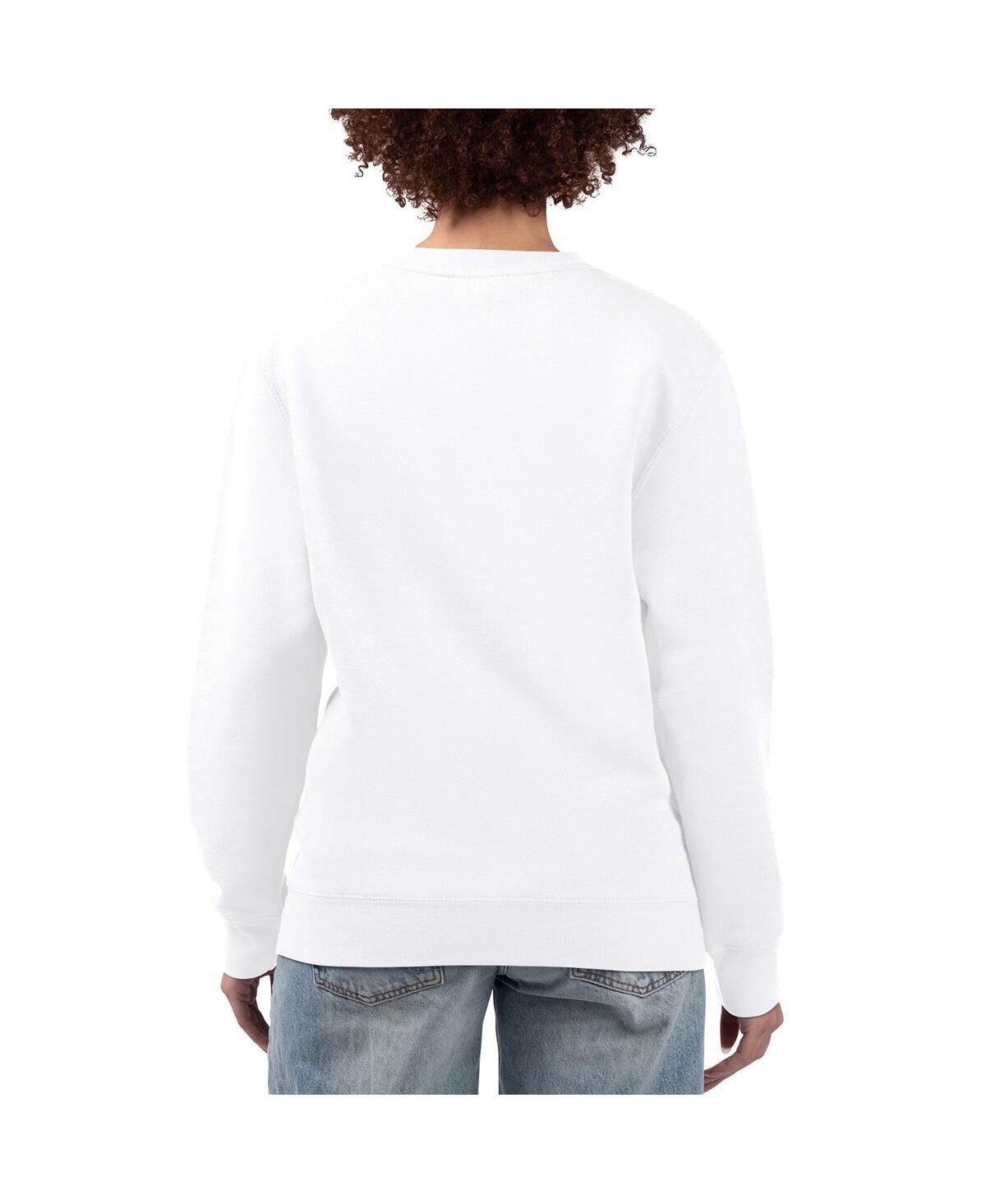 G-iii 4her By Carl Banks Women's White Detroit Lions Football Logo Graphic Fleece Tri-blend Pullover Sweatshirt In White