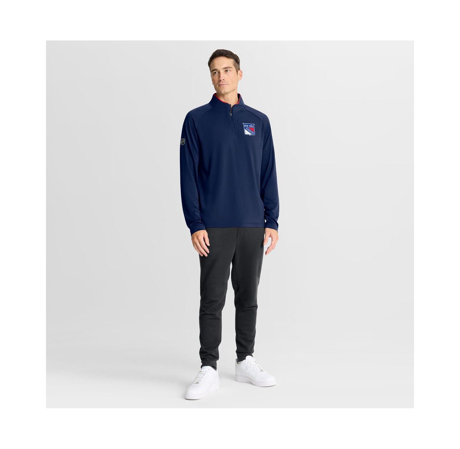 Men's Navy New York Rangers Authentic Pro Rink Training Quarter-Zip Pullover Sweatshirt