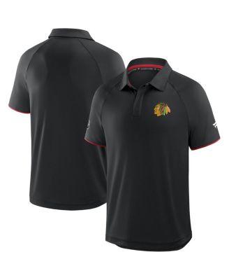 Men's Black Chicago Blackhawks Authentic Pro Rink Raglan Polo Shirt