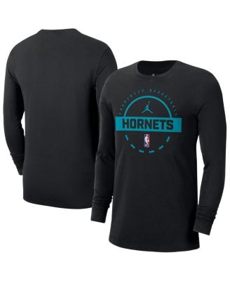 Jordan - Men's Black Charlotte Hornets Authentic Long Sleeve Practice T-Shirt