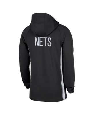 Men's Black Brooklyn Nets Authentic On Court Zone Quarter-Zip Dri-FIT Hoodie Jacket