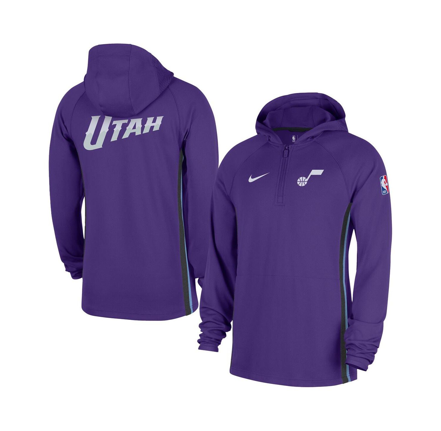 Men's Purple Utah Jazz Authentic On Court Zone Quarter-Zip Dri-FIT Hoodie Jacket