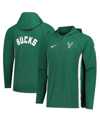 Nike - Men's Hunter Green Milwaukee Bucks Authentic On Court Zone Quarter-Zip Dri-FIT Hoodie Jacket