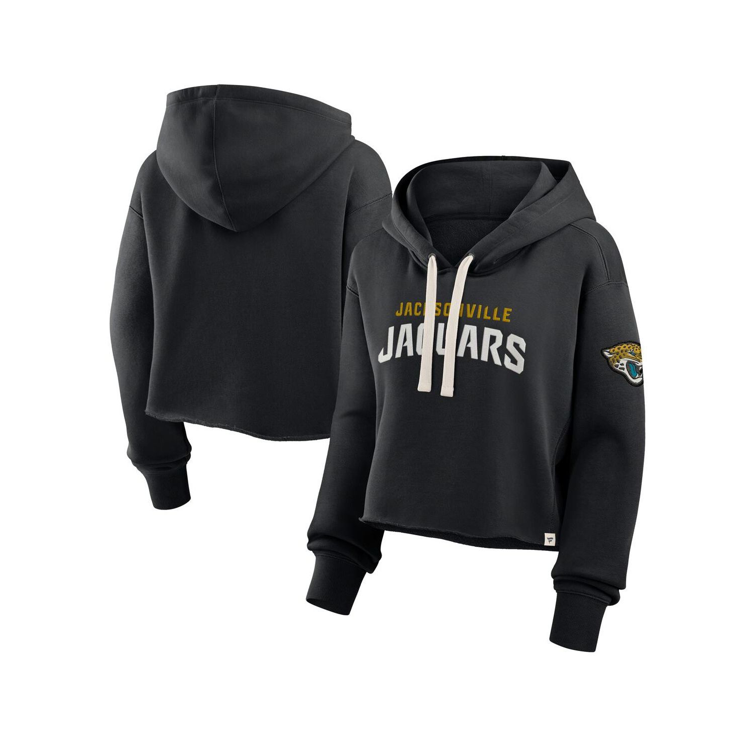 Women's Black Jacksonville Jaguars Oversized Hometown Heritage Cropped Hoodie
