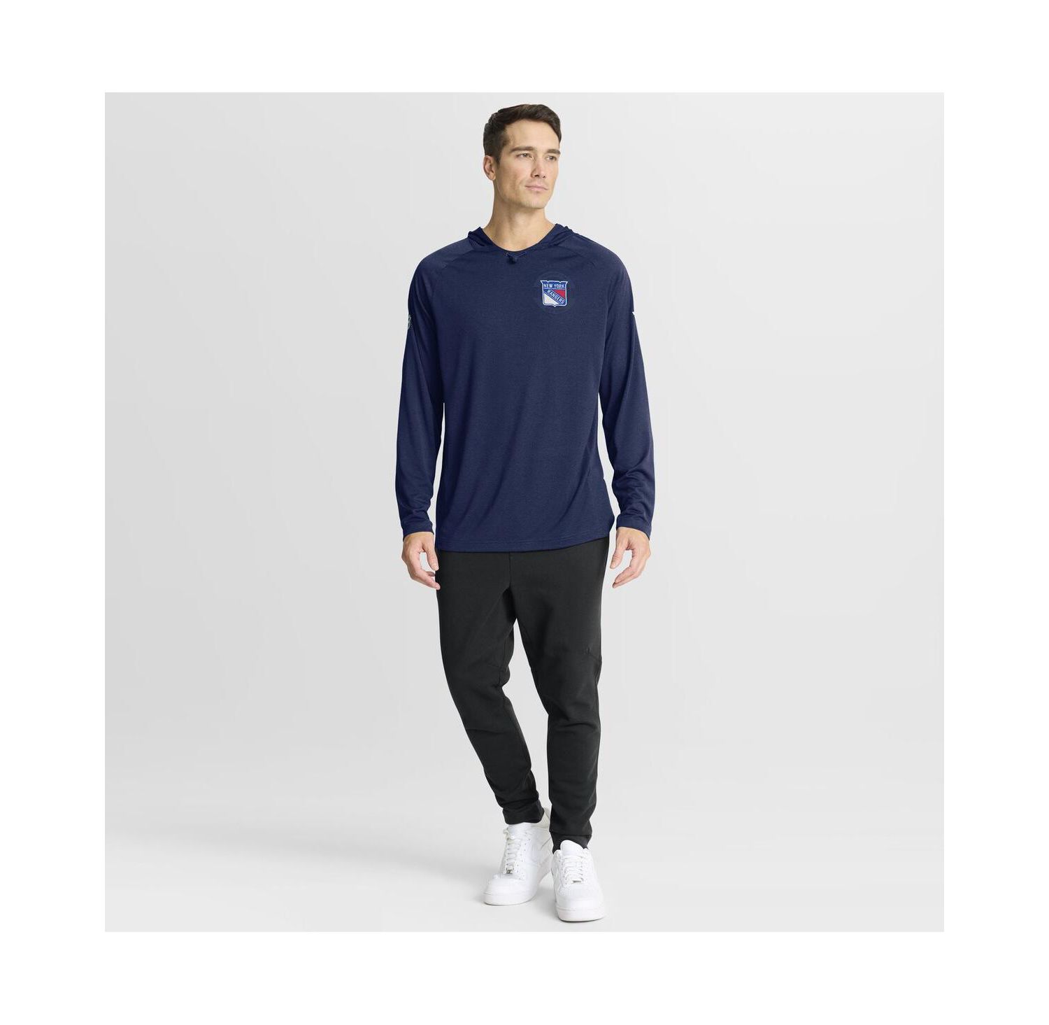 Men's Navy New York Rangers Authentic Pro Rink Raglan Hoodie
