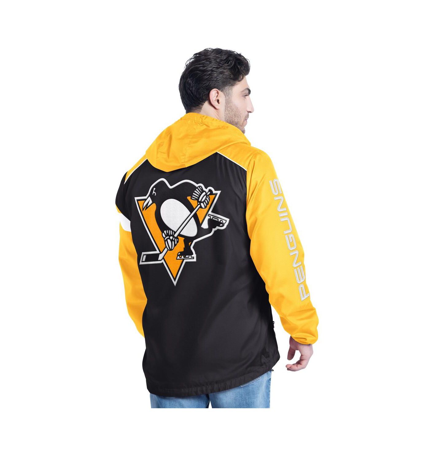 Мужская куртка G-III Sports by Carl Banks Black/Gold Pittsburgh Penguins Lateral Half-Zip Hoodie Jacket — фото 2