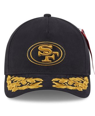 x Alpha Industries Men's Black San Francisco 49ers A-Frame 9FORTY Adjustable Hat
