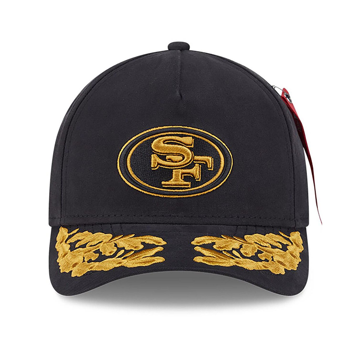 x Alpha Industries Men's Black San Francisco 49ers A-Frame 9FORTY Adjustable Hat