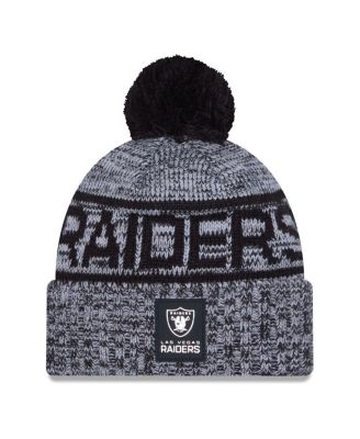 New Era - Men's Black Las Vegas Raiders 2025 Sideline Cold Weather Cuffed Knit Hat with Pom