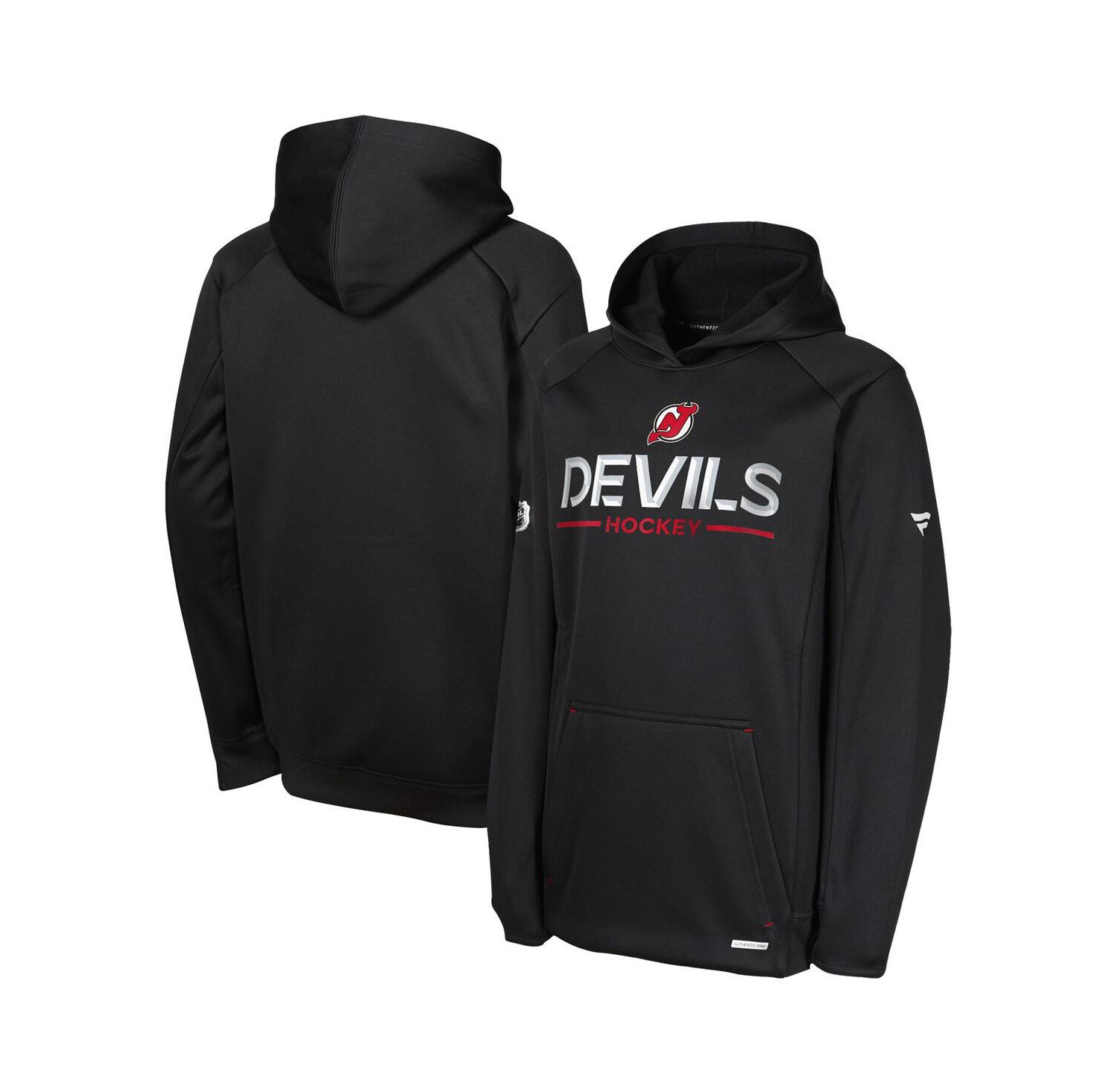 Big Boys and Girls Black New Jersey Devils Authentic Pro Rink Raglan Hoodie