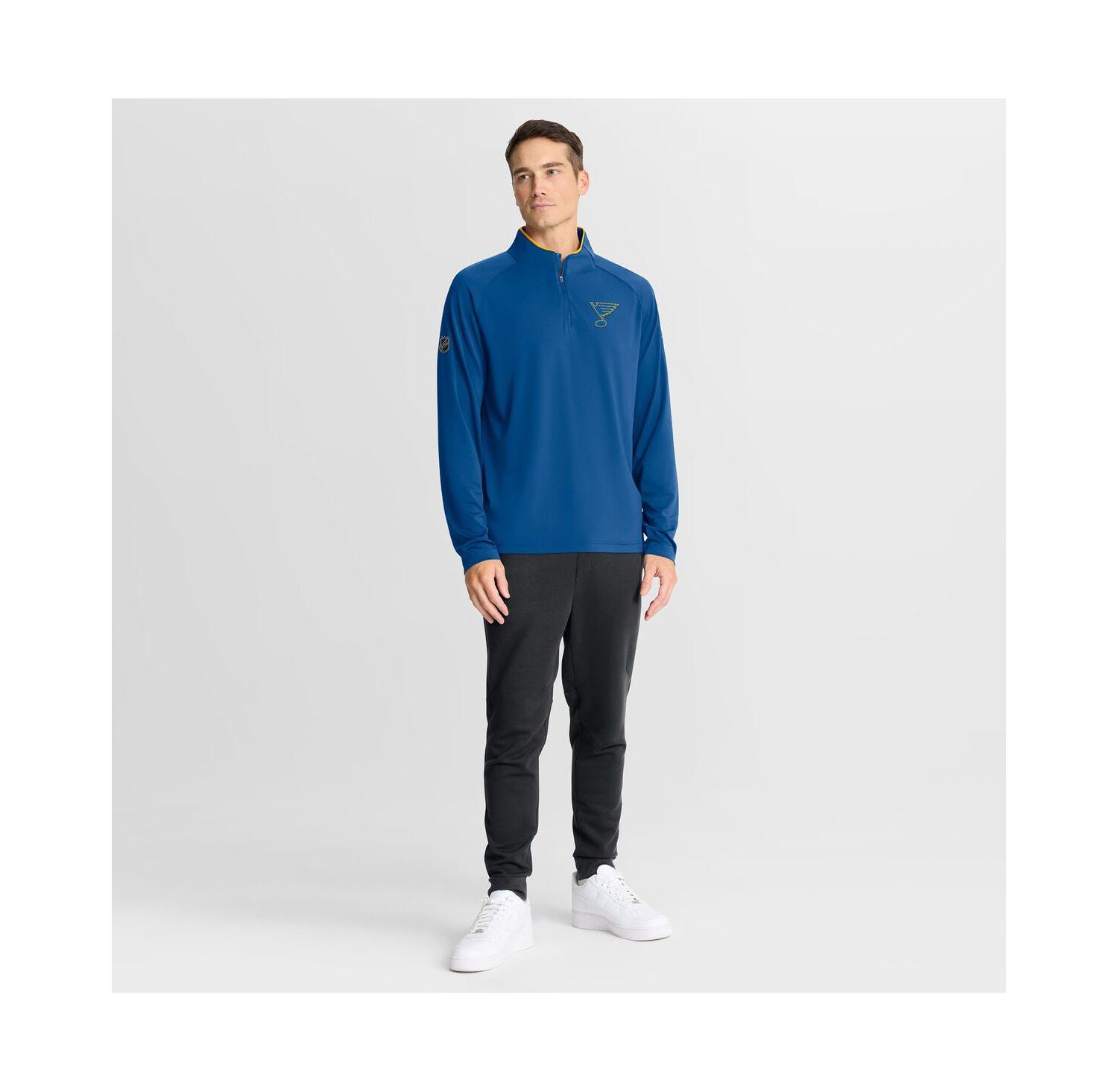 Men's Blue St. Louis Blues Authentic Pro Rink Training Quarter-Zip Pullover Sweatshirt