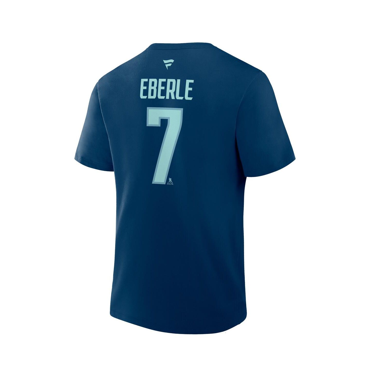 Мужская футболка Fanatics Jordan Eberle Deep Sea Blue Seattle Kraken Authentic Stack Name & Number — фото 2