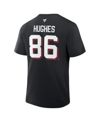 Men's Jack Hughes Black New Jersey Devils Authentic Stack Name Number T-Shirt