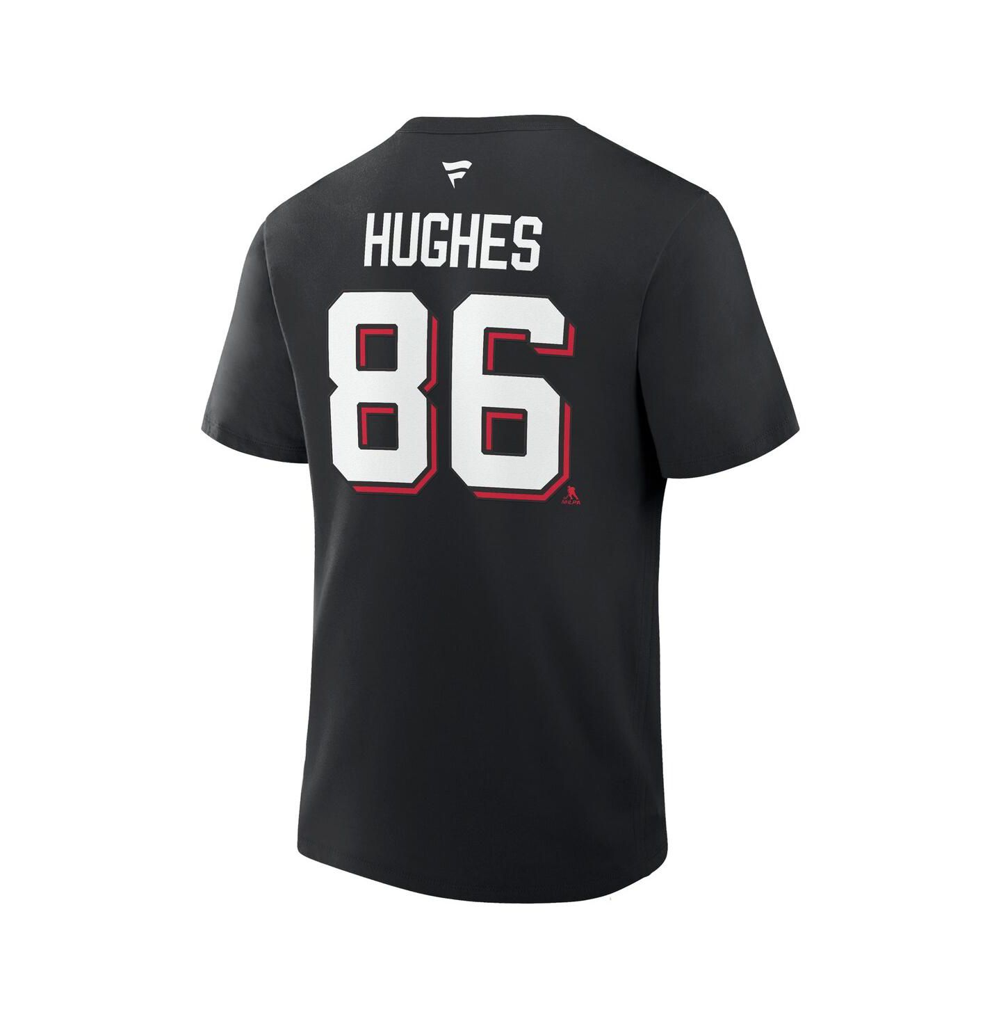 Мужская футболка Fanatics Jack Hughes Black New Jersey Devils Authentic Stack Name & Number — фото 3