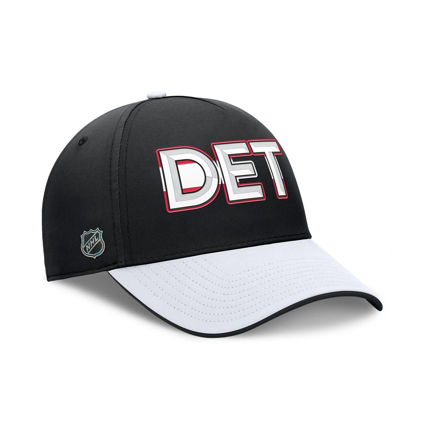Мужская кепка Fanatics Black/White Detroit Red Wings Authentic Pro Rink Team Code Flex Hat — фото 2