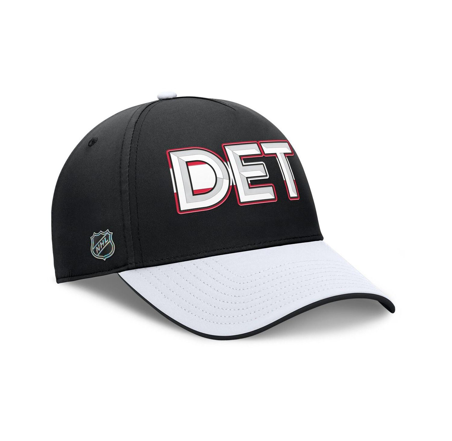 Men's Black/White Detroit Red Wings Authentic Pro Rink Team Code Flex Hat