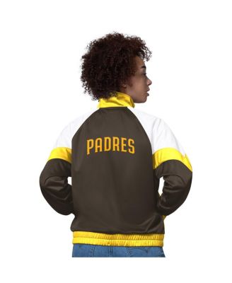 Women's White/Gold San Diego Padres Teamwork Raglan Full-Zip Track Jacket