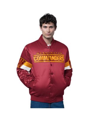 Starter - Men's Burgundy Washington Commanders Triple Option Satin Varsity Full-Snap Jacket