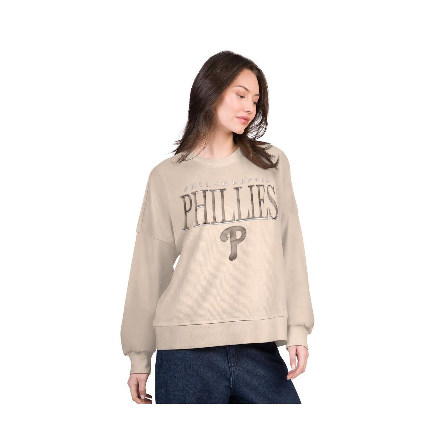 Женская толстовка G-III 4Her by Carl Banks Sand Philadelphia Phillies Oversized Vet II — фото 1