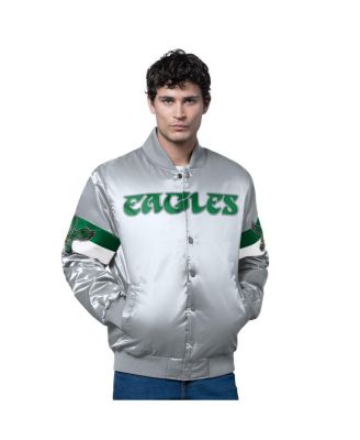 Starter - Men's Silver Philadelphia Eagles Triple Option Full-Snap Varsity Jacket with  Logo