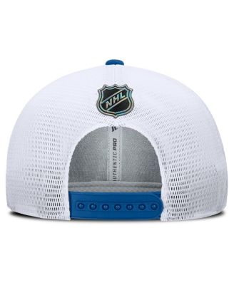 Men's Blue/White St. Louis Blues Authentic Pro Rink Lockup Adjustable Trucker Hat