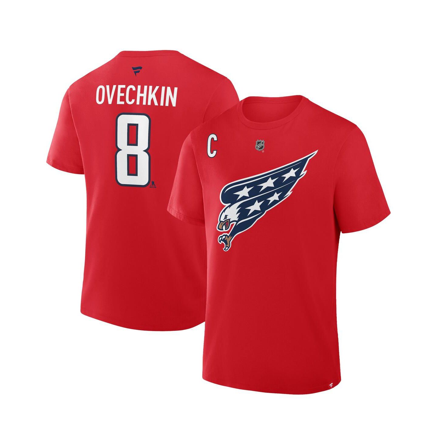 Мужская футболка Fanatics Alexander Ovechkin Red Washington Capitals Authentic Stack Name & Number — фото 1