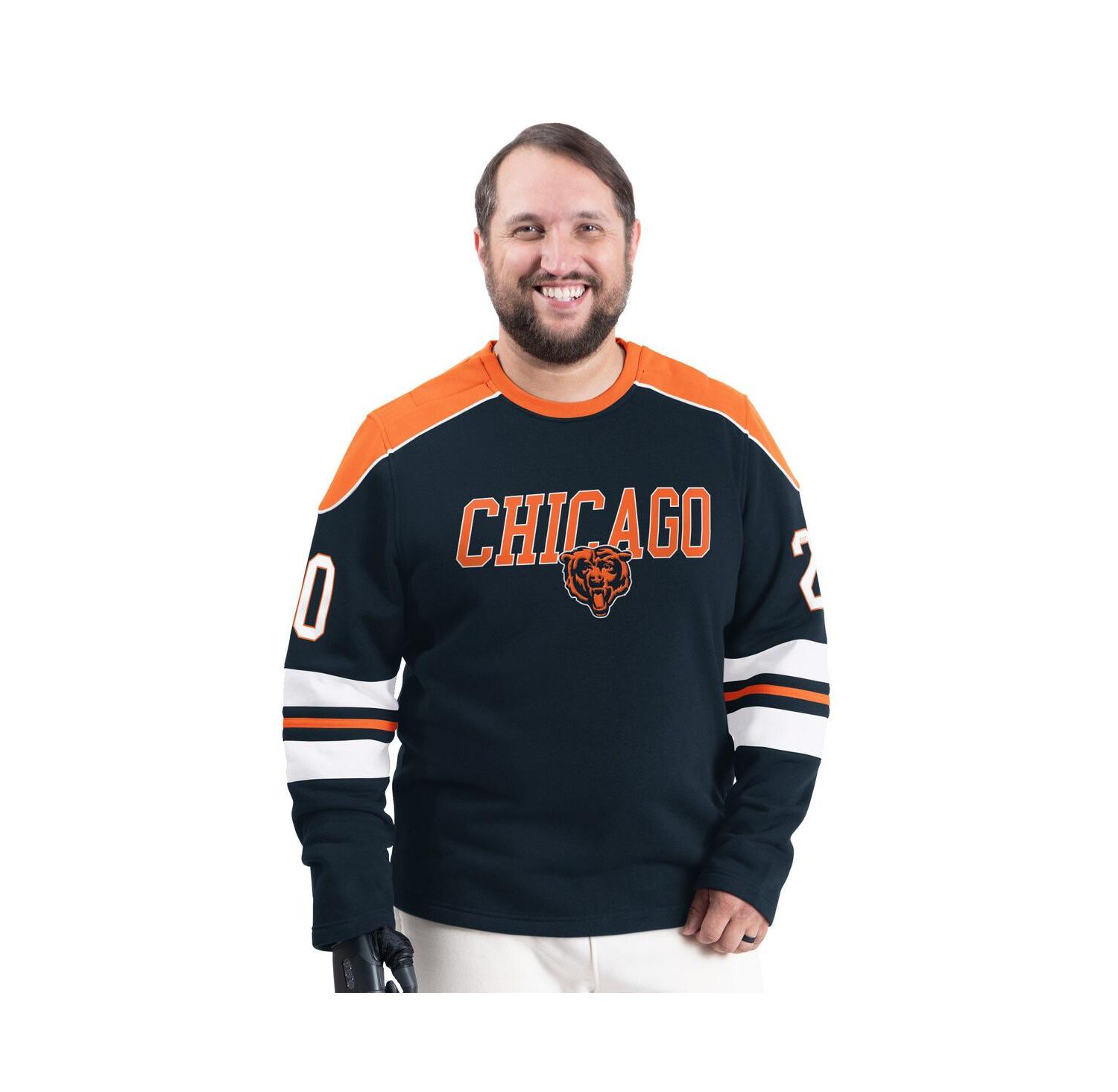 Men's Navy Chicago Bears Adaptive Lord Stanley Crewneck Sweatshirt