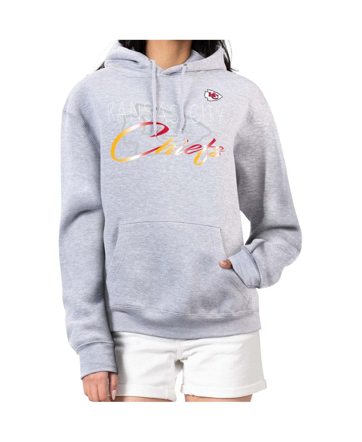 G-iii 4her By Carl Banks Women's Gray Kansas City Chiefs Shadow Logo Fleece Pullover Hoodie