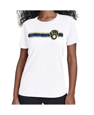 Starter - Women's White Milwaukee Brewers Team Stripe T-Shirt