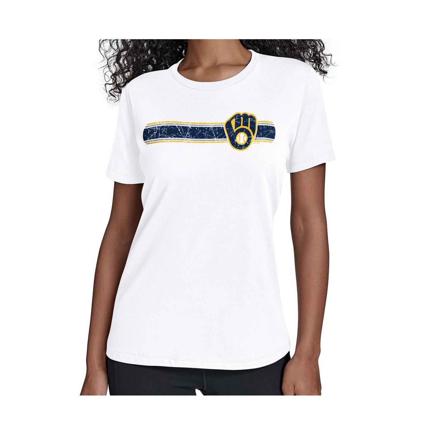 Женская футболка Starter White Milwaukee Brewers Team Stripe — фото 1