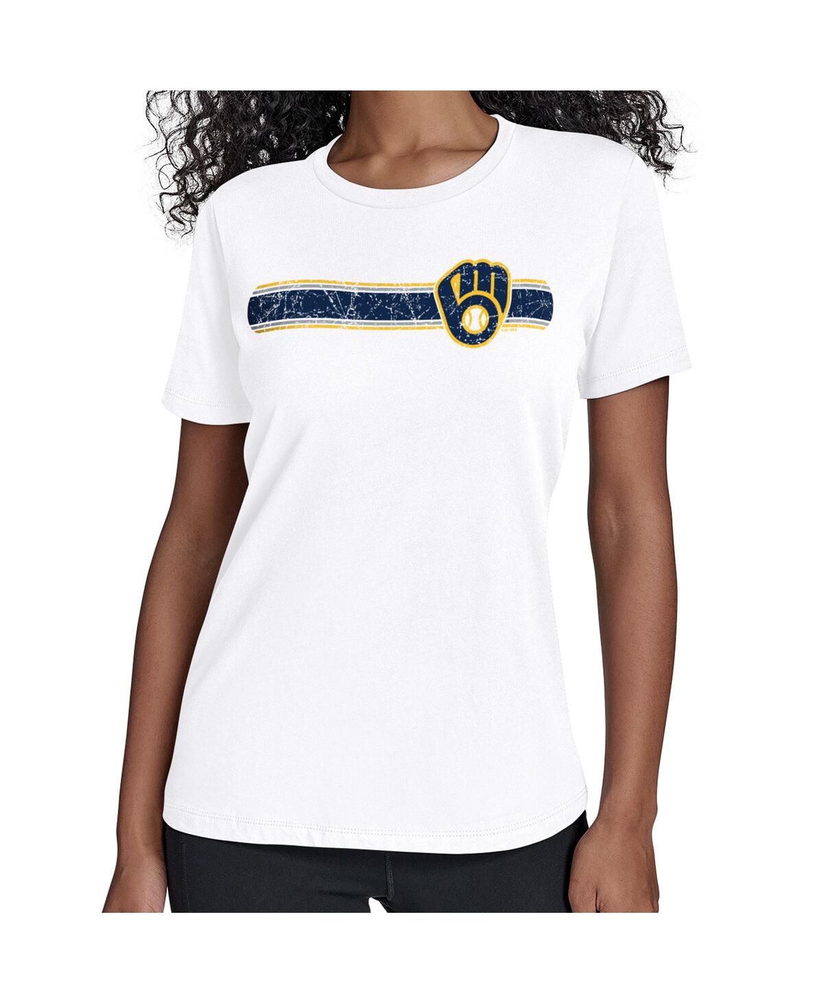 Starter Women's White Milwaukee Brewers Team Stripe T-shirt In White