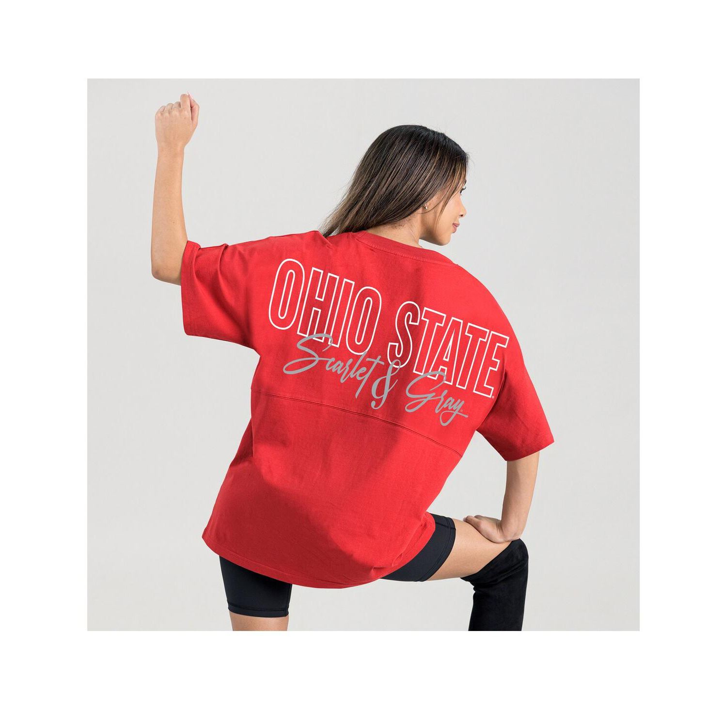 Women's Scarlet Ohio State Buckeyes Oversized Back at Ya T-Shirt