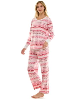 Women's 2-Piece Printed Long-Sleeve Top and Straight Leg Pants