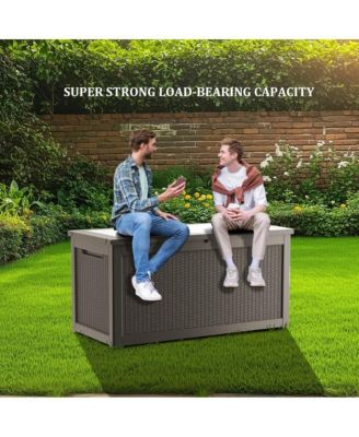 320 Gallon Patio Waterproof Resin Deck Box Lockable Outdoor Storage Garden Tools