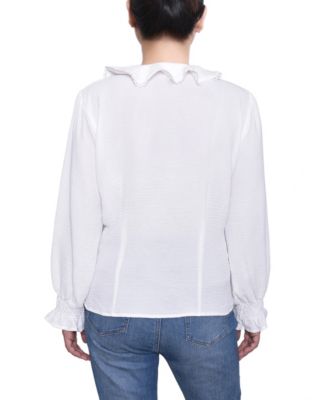 Petite Short sleeve Ruffle Front Top