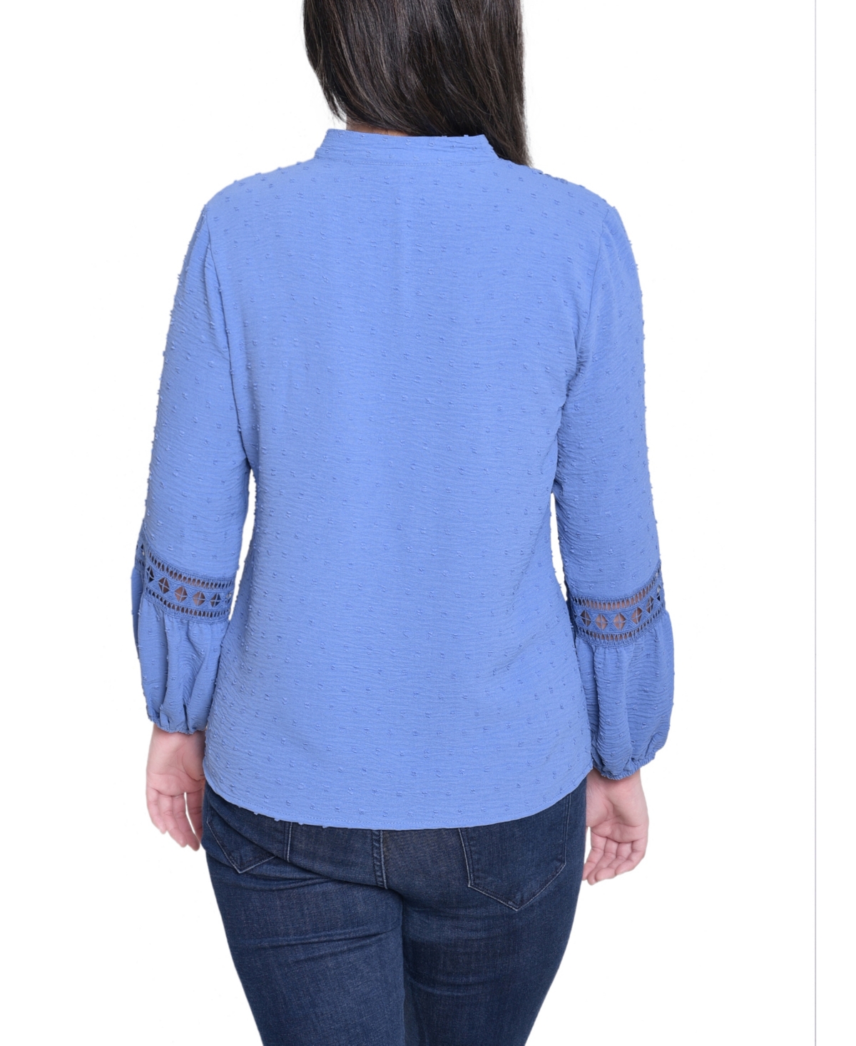 Ny Collection Petite Long Sleeve Collared Top