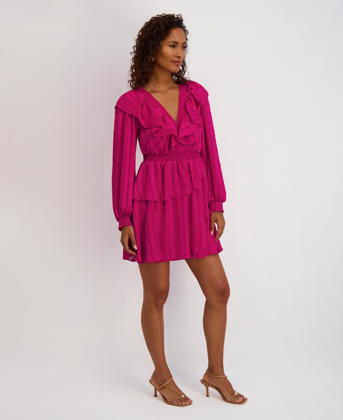 kensie Women's Long-Sleeve V-Neck Dress