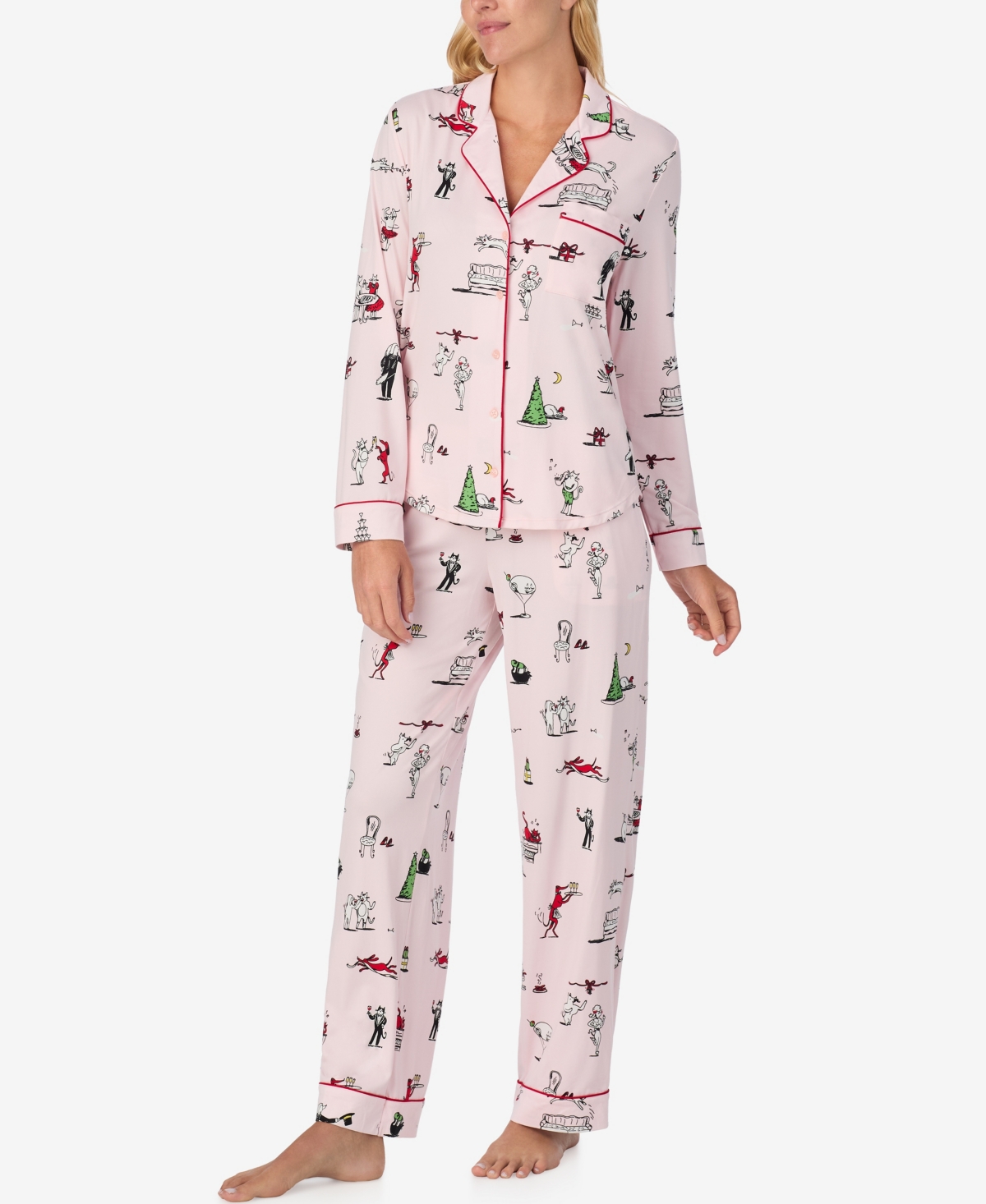 Kate Spade Women's 2-piece Sleepwear Long-sleeve Top And Pajama Pants Set In Pink