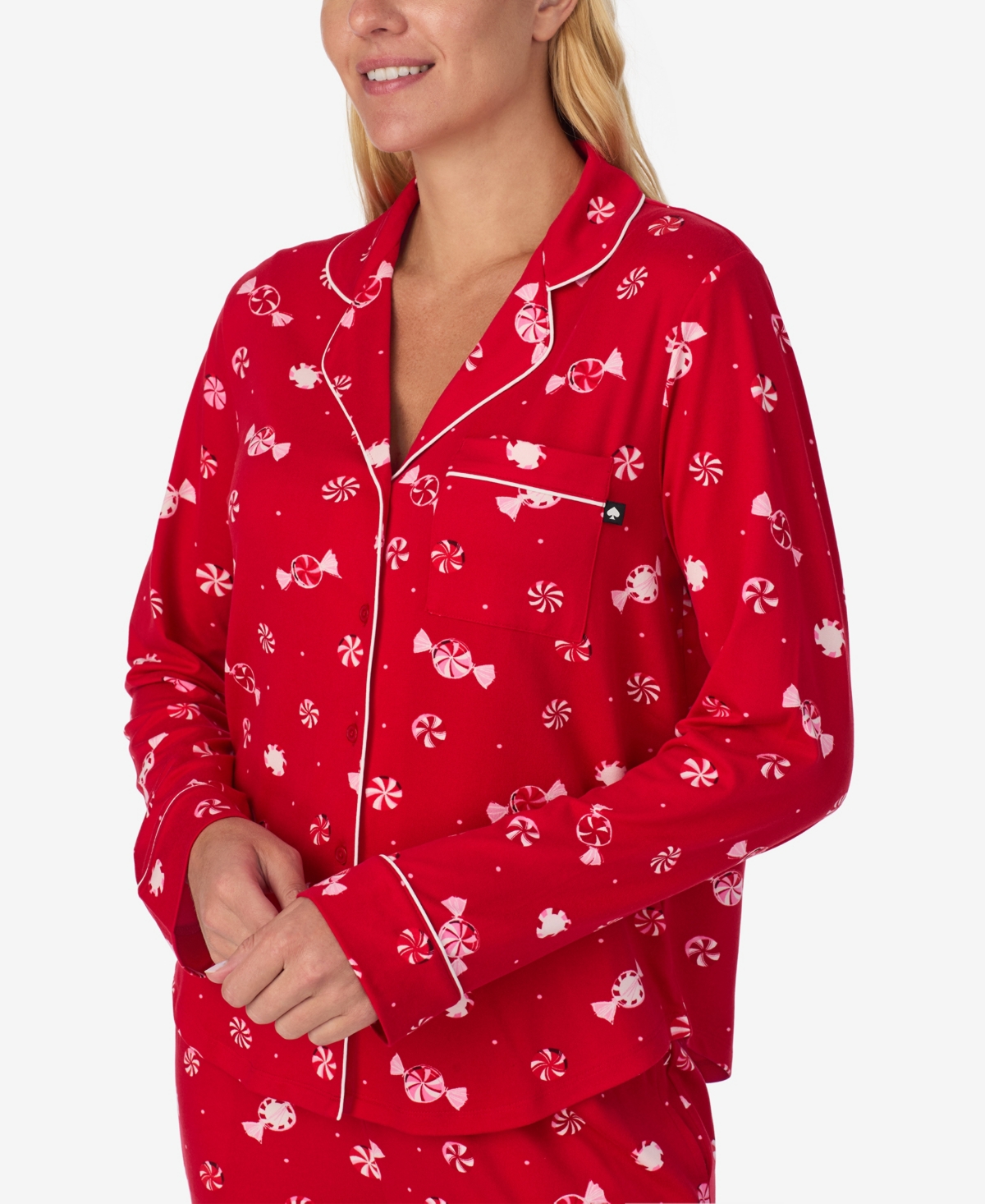 Kate Spade New York Printed Long Pajama Set In Red