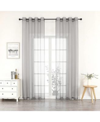 Montauk Accents 2 Piece Grommet Top Summery Sheer Voile Window Curtain Panels For Extra Long & Taller Windows - 90 in. Long