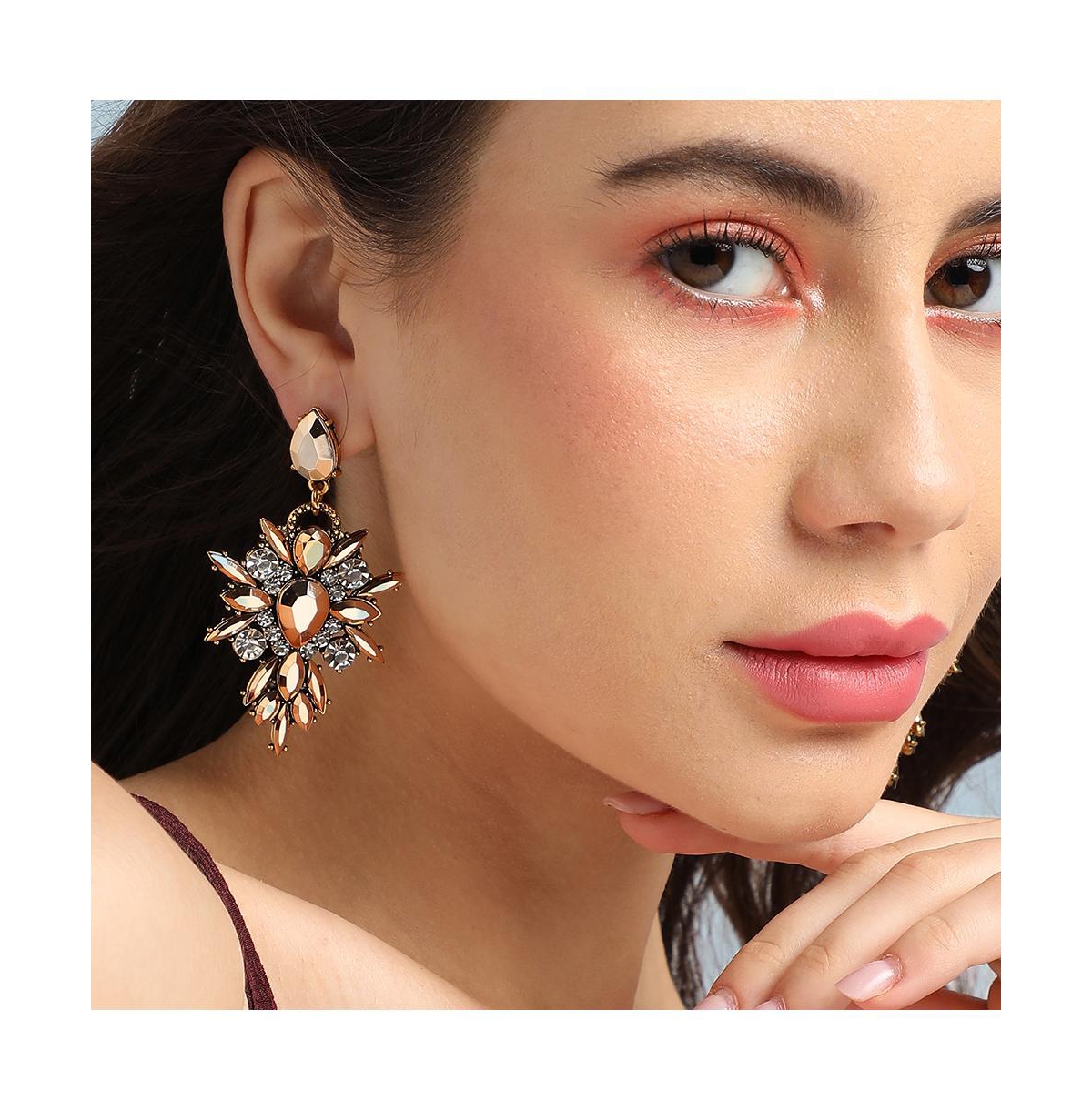 Sohi Crystal Drop Earrings In Gold