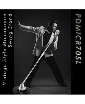 Classic Retro Vintage Style Microphone & Swing Stand, Silver Style