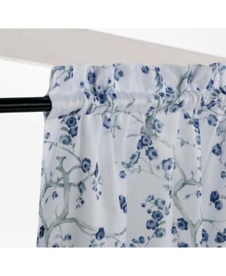 Complete 3 Piece Rod Pocket Cherry Blossom Cafe Kitchen Curtain Tier & Valance Set - Rose