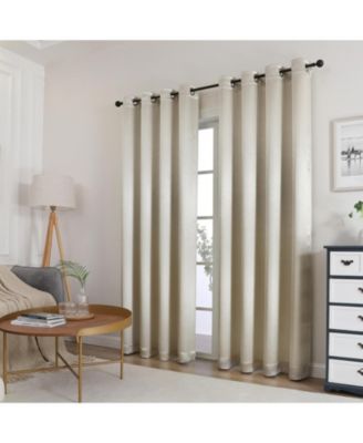 1 Piece Riyadh Light Filtering Grommet Top Embossed Diamond Jacquard Window Curtain Panel - Champagne