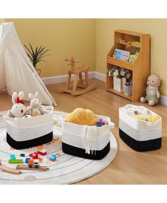 Set of 3 Woven Cotton Rope Storage Baskets – Soft, Durable, Machine Washable