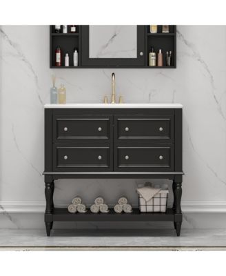 36inch Bathroom Vanity Cabinet with Sink Combo Set Undermount Ceramic Sink Free Standing Vanity Set