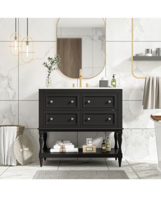 36inch Bathroom Vanity Cabinet with Sink Combo Set Undermount Ceramic Sink Free Standing Vanity Set