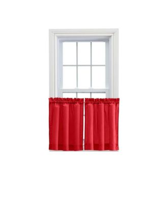 Ellis Stacey 1.5" Rod Pocket High Quality Fabric Solid Color Window Tailored Tier Pair 56"x30" Red