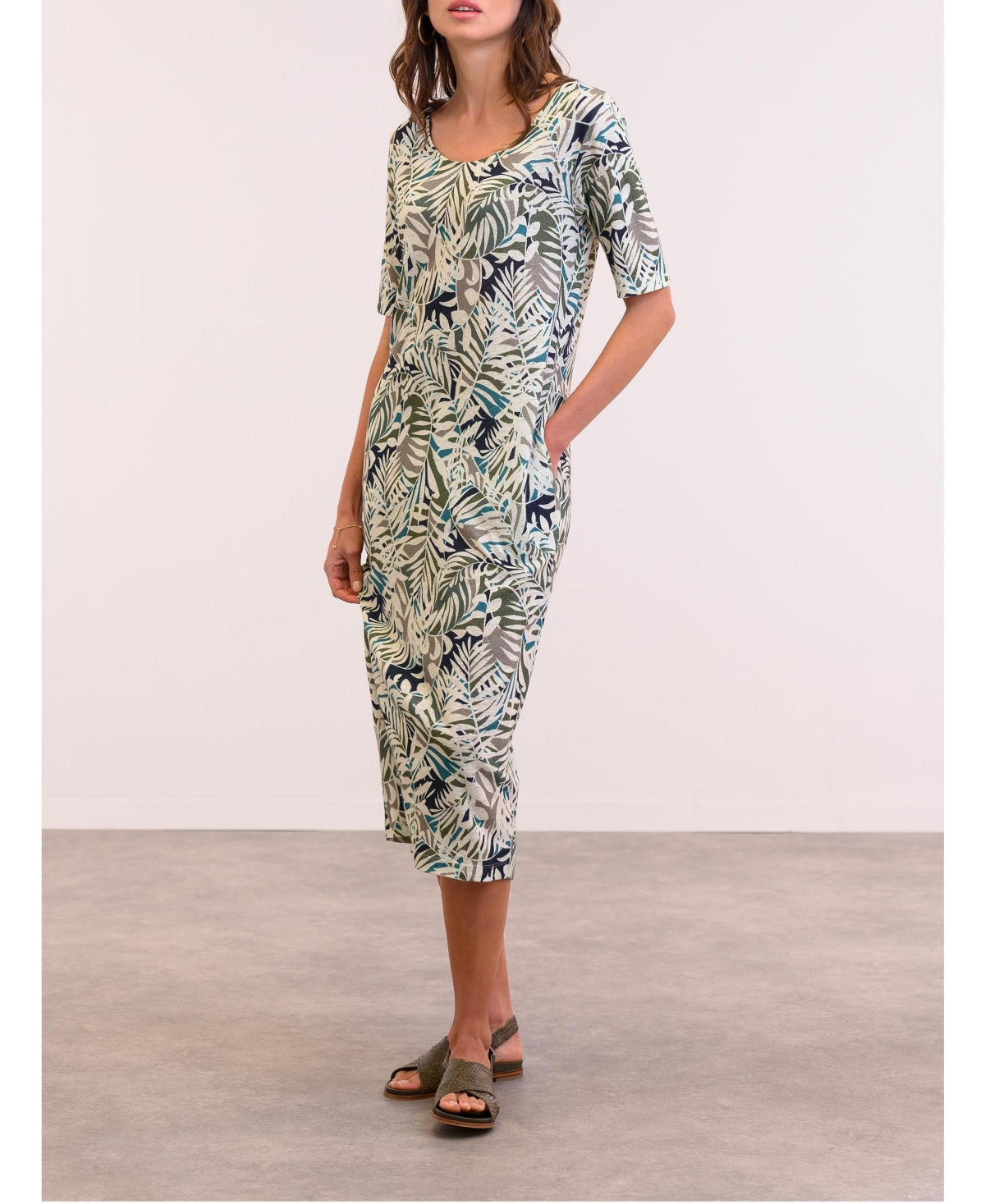 Celtic & Co. Women's Linen Blend Button Back Midi Dress